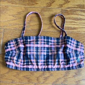 FP Movement by Free People Pink and Black Plaid Sports Bra